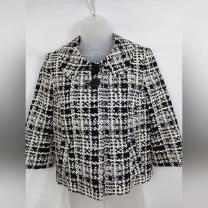 Black White SEMANTIKS Houndstooth Preppy Business Vintage Blazer S Office Work